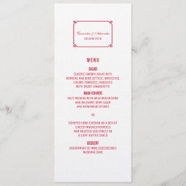 Red Deco Chic Bröllop Menu Meny