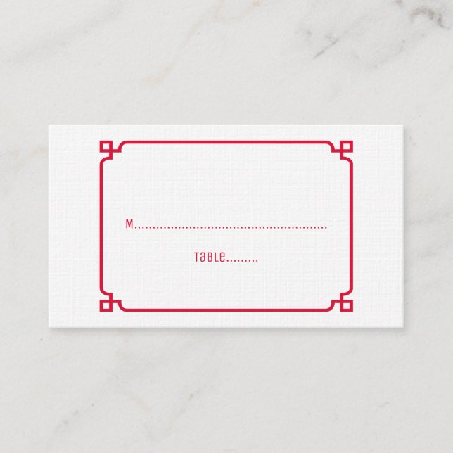 Red Deco Chic Bröllop-platskort Placeringskort (Framsida)