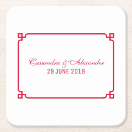 Red Deco Chic Bröllop Underlägg Papper Kvadrat