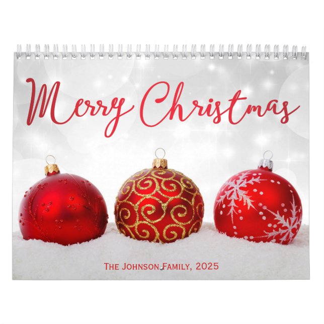 Red Decor God jul 2025 Photo Calendar Kalender (Omslag)