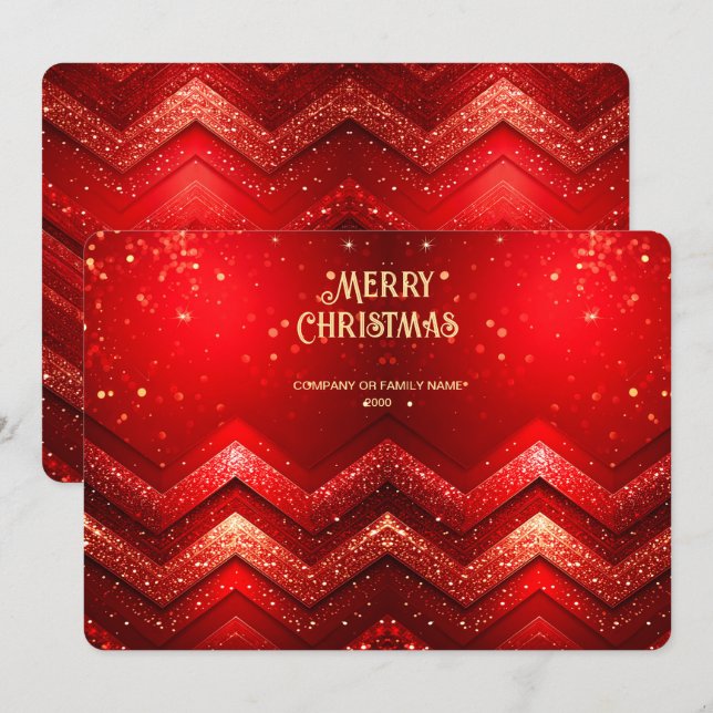 Red Decorative Christmas Glitter Holiday Card Julkort (Fram/baksida)