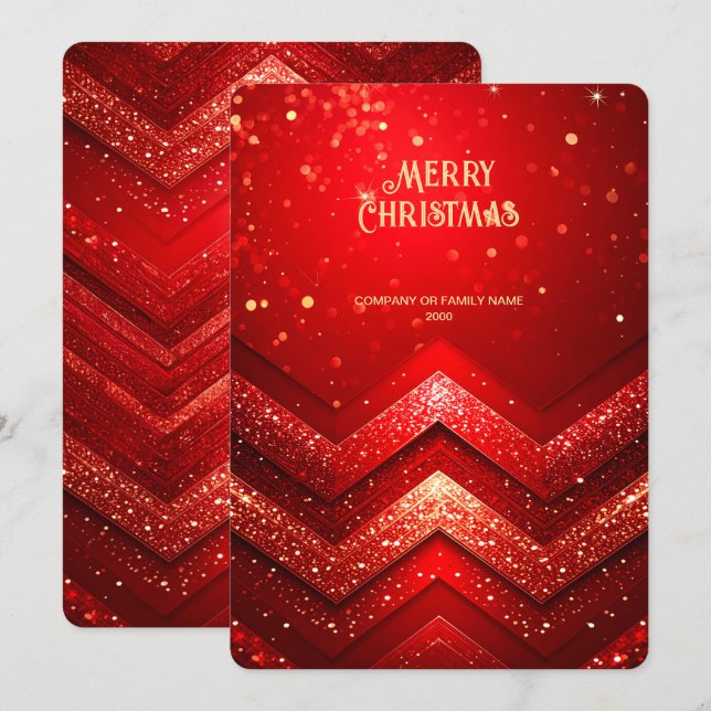 Red Decorative Christmas Glitter Holiday Card Julkort (Fram/baksida)