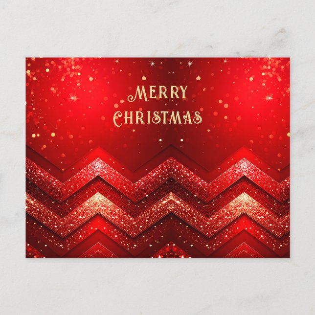 Red Decorative Christmas Glitter Holiday Postcard Vykort (Framsida)