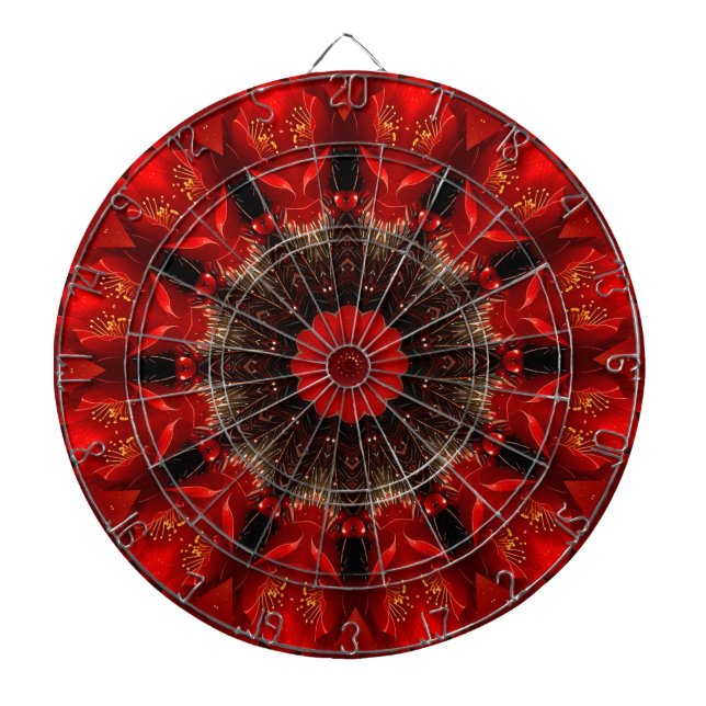 Red Decorative Floral Dartboard Darttavla (Framsidan)