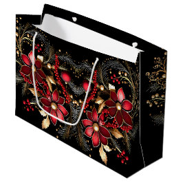 Red Decorative Flowers Helgdag Gift Bag