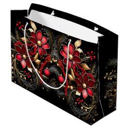 Red Decorative Flowers Helgdag Gift Bag