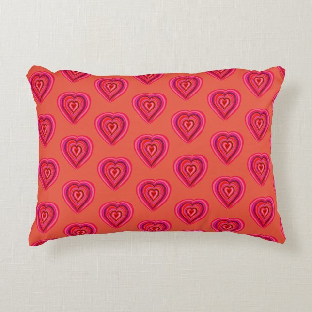 red decorative heart accent pillow prydnadskudde (Framsidan)