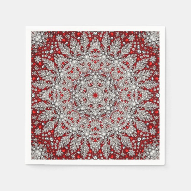 Red Decorative Helgdag Napkin Pappersservett (Framsidan)