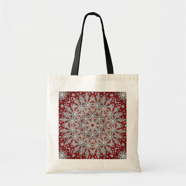 Red Decorative Helgdag Tote Bag Tygkasse (Framsidan)