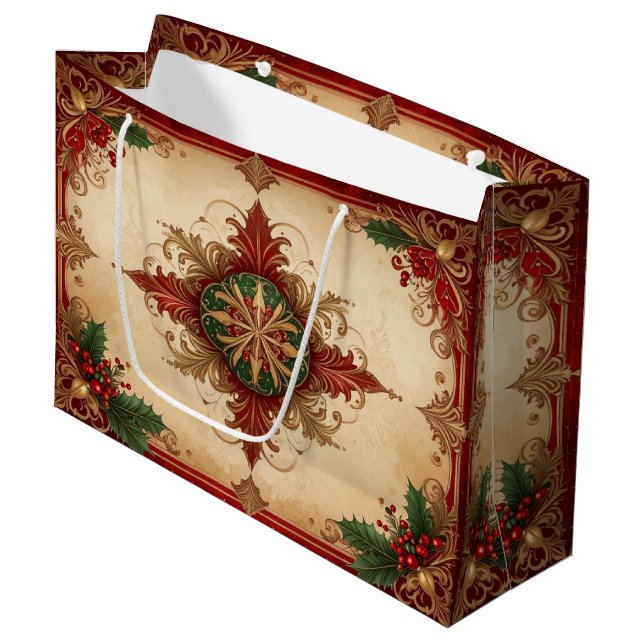 Red Decorative Holiday Gift Bag (Framsidan Vinklad)