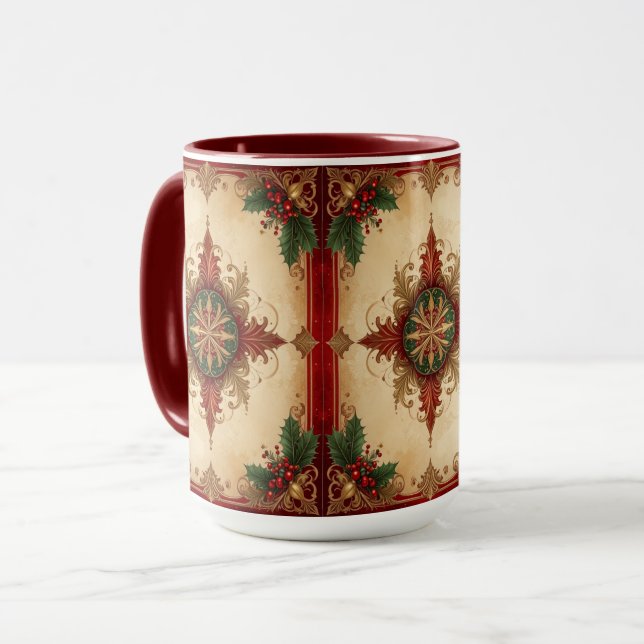 Red Decorative Holiday Mug Mugg (Framsida vänster)