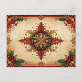 Red Decorative Holiday Postcard Vykort