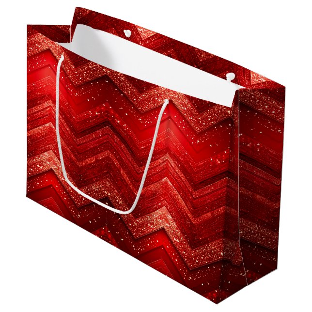 Red Decorative jul Glitter Helgdag Gift Bag (Framsidan Vinklad)