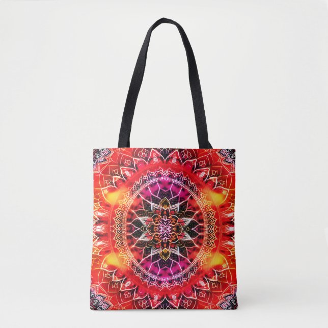 Red Decorative Mandala Tygkasse (Framsida)