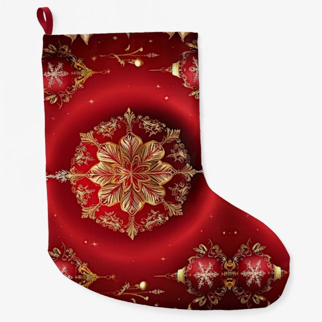 Red Decorative Ornaments Helgdag Stocking Stor Julstrumpa (Framsidan)