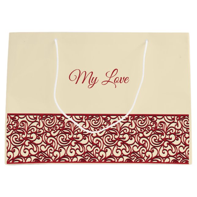 Red Decorative Swirl Large Gift Bag (Framsidan)