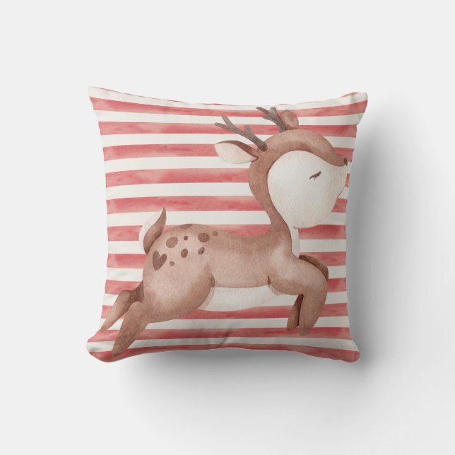 Red Dekorativ kudde med Rendeer (Framsida)
