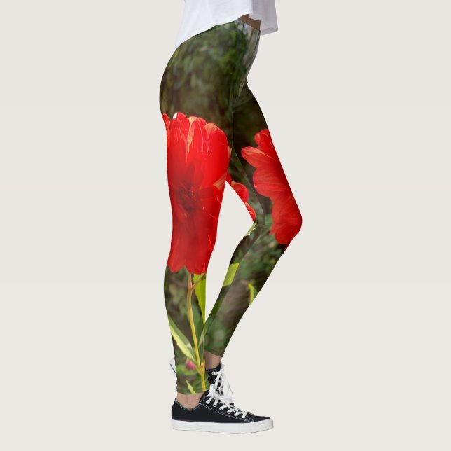 Red dekorative Dahlia Leggings (Höger)