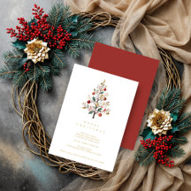 Red Delicate Minimalist Chic Winter Christmas Tree