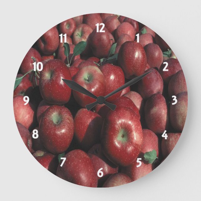 Red Delicious Apple Skörd Clock Stor Klocka (Framsida)