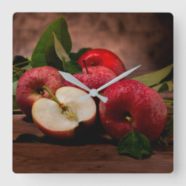 Red Delicious Apples Large Clock Fyrkantig Klocka