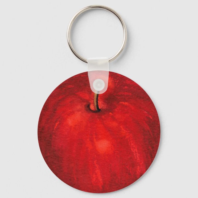 "Red Delicious Watercolor Apple Nyckelring (Framsida)