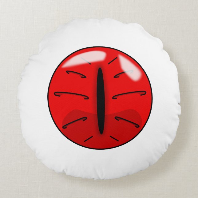 Red Demon Cat Öga Round Pillow Rund Kudde (Framsidan)
