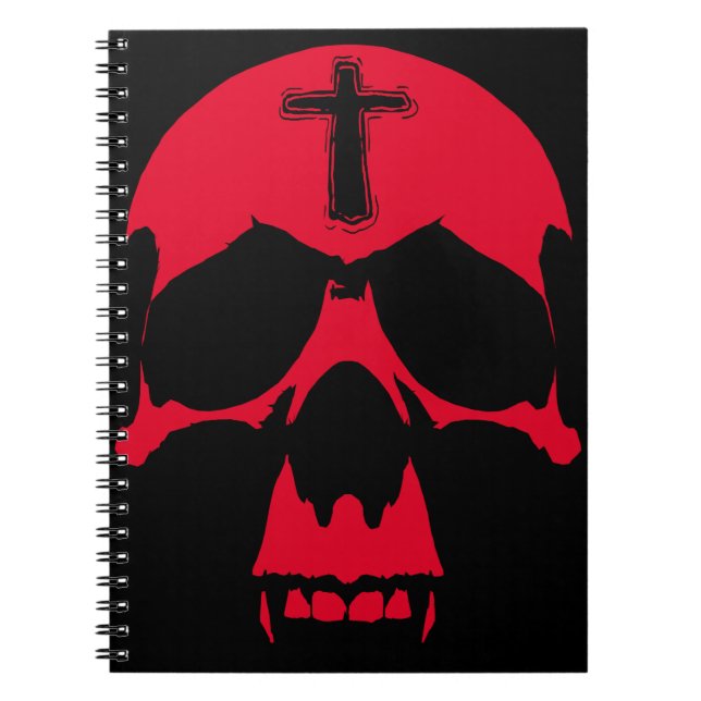 Red Demon Skull Gothic Graphics Design Anteckningsbok (Framsidan)