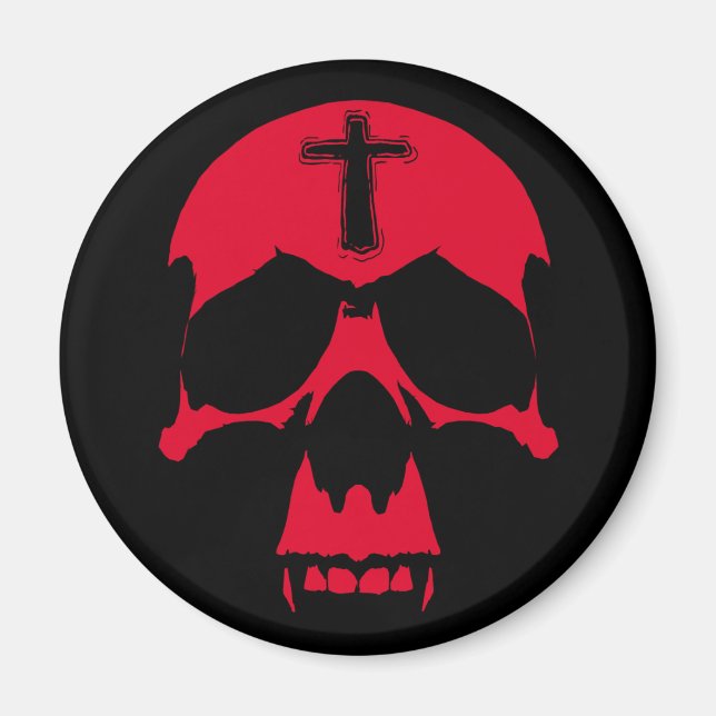 Red Demon Skull Gothic Graphics Design Magnet (Framsidan)