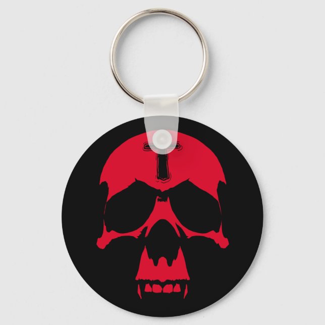 Red Demon Skull Gothic Graphics Design Nyckelring (Framsida)