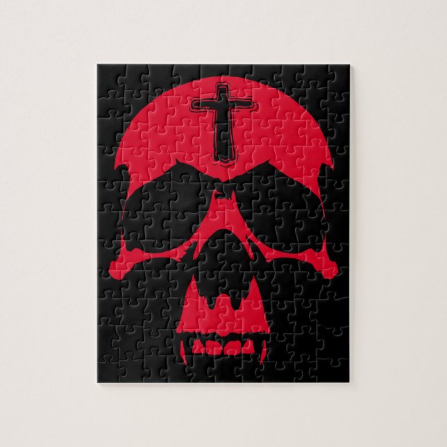 Red Demon Skull Gothic Graphics Design Pussel (Vertikal)