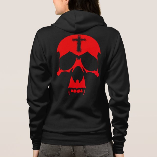 Red Demon Skull Gothic Graphics Design T Shirt (Baksida)