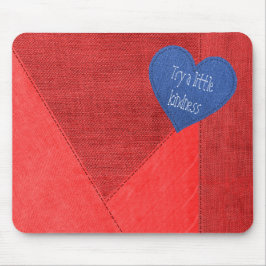 Red Denim Heart med citat Musmatta