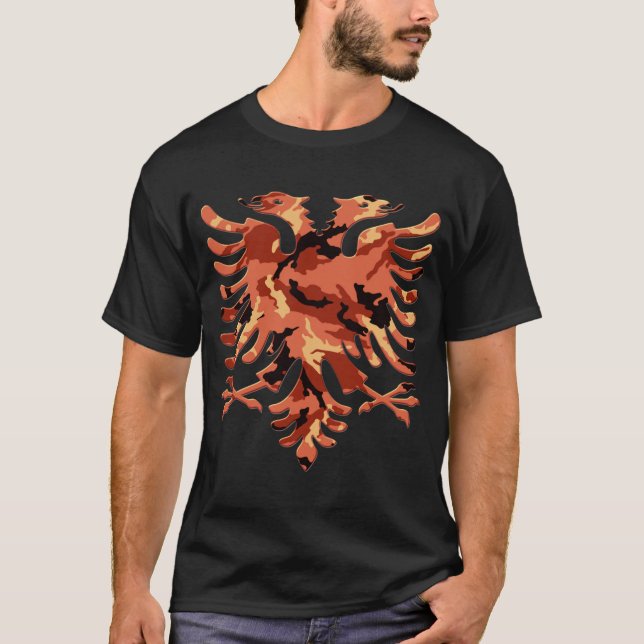 Red Desert Camo Albanian Eagle 3D T-shirt (Framsida)