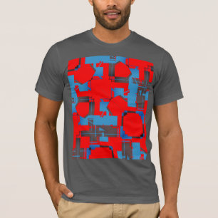 Red Diagonal Abstrakt MCM-inspirerad av Blue Charc T Shirt