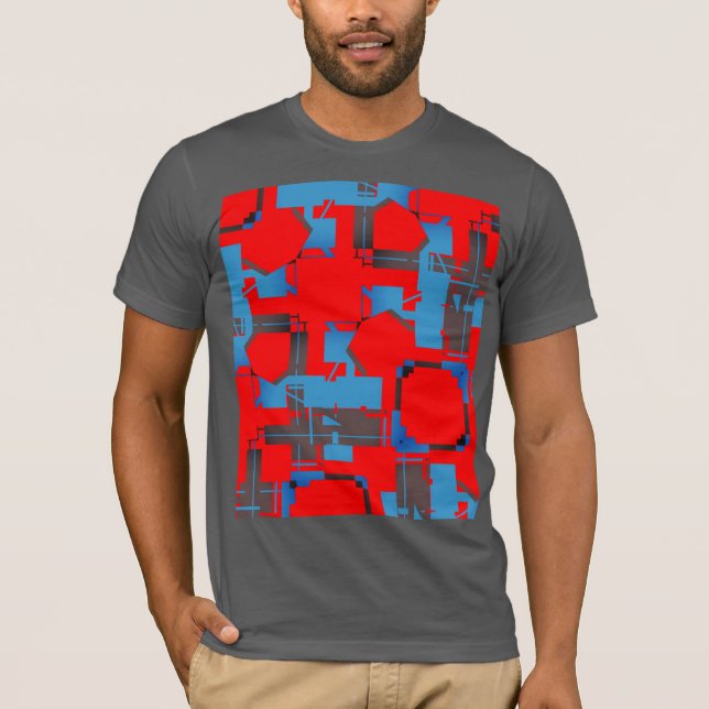 Red Diagonal Abstrakt MCM-inspirerad av Blue Charc T Shirt (Framsida)