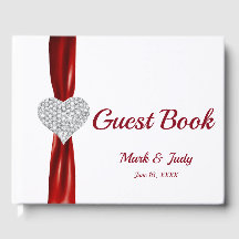 Red Diamond Heart Bröllop Guestbook