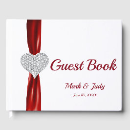 Red Diamond Heart Bröllop Guestbook Gästböcker