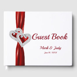 Red Diamond Hearts Bröllop Guestbook Gästböcker