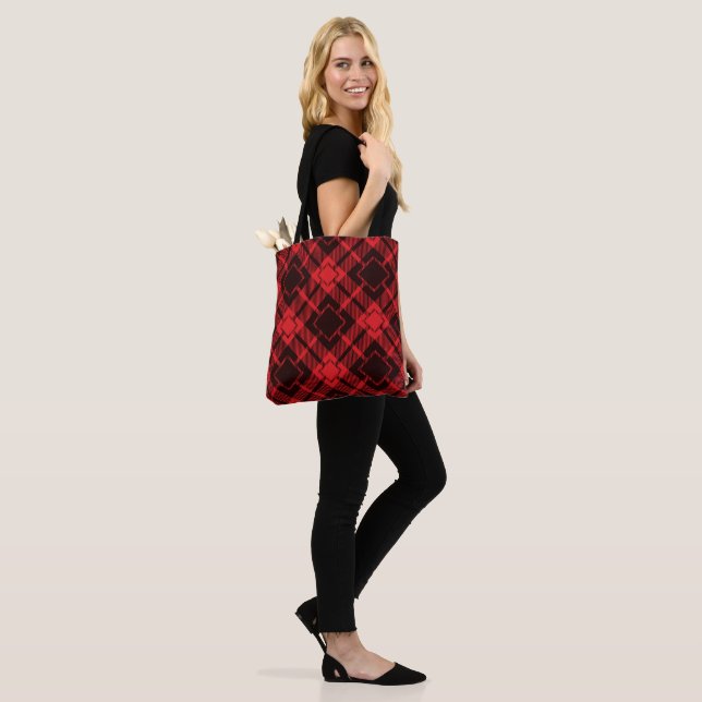 Red diamond mönster Tartan Tote Bag Tygkasse (På modell)