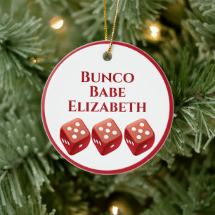 Red Dice Bunco jul jul Julgransprydnad Keramik