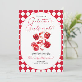 Red Dice & Ribbon Galentine’s Girls Night Party Inbjudningar