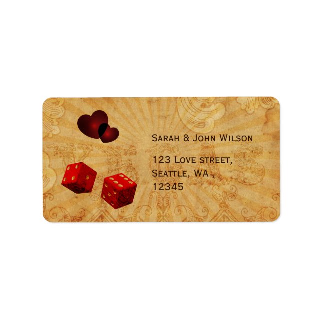 Red Dice Vintage Vegas adressetiketter (Framsidan)