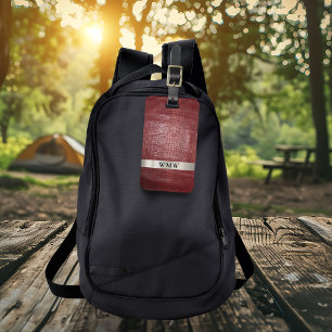 Red Digital Leather Titanium Metall Monogram Bagagebricka