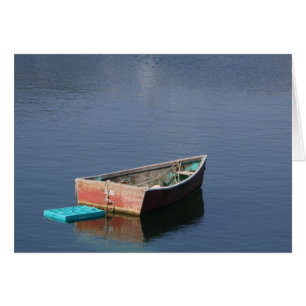 Red Dinghy Boat Blank Note Card OBS Kort