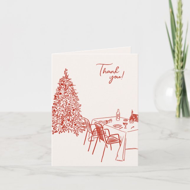 Red Dinner Party Christmas   Tack Kort (Framsida)