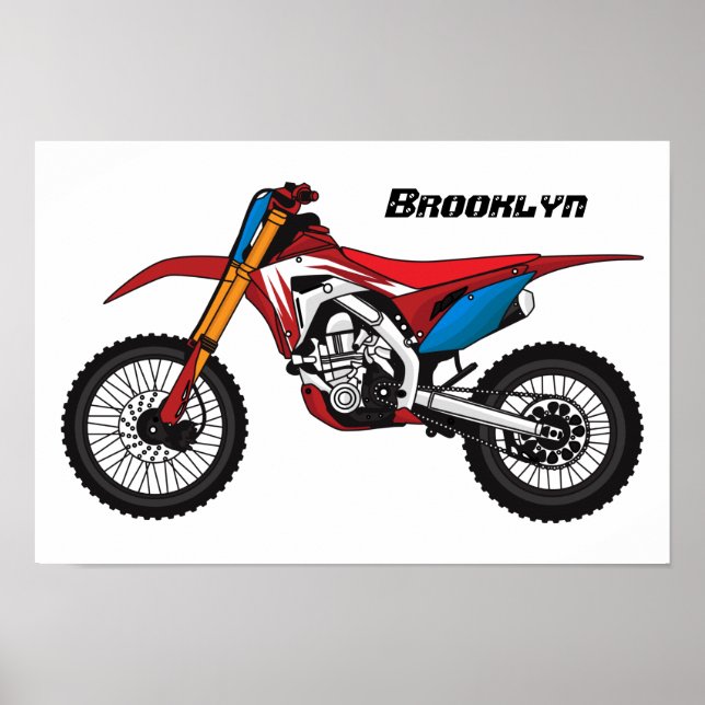 Red dirt bike motorcycle poster (Framsidan)