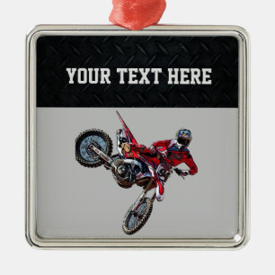 Red Dirt Bike Sports Boy Julgransprydnad Metall