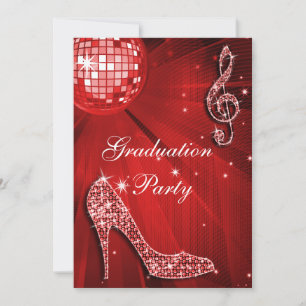 Red Disco Boll Gnistra Heels Studenten Inbjudningar