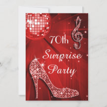 Red Disco Boll och Heels 70:e överraskande födelse